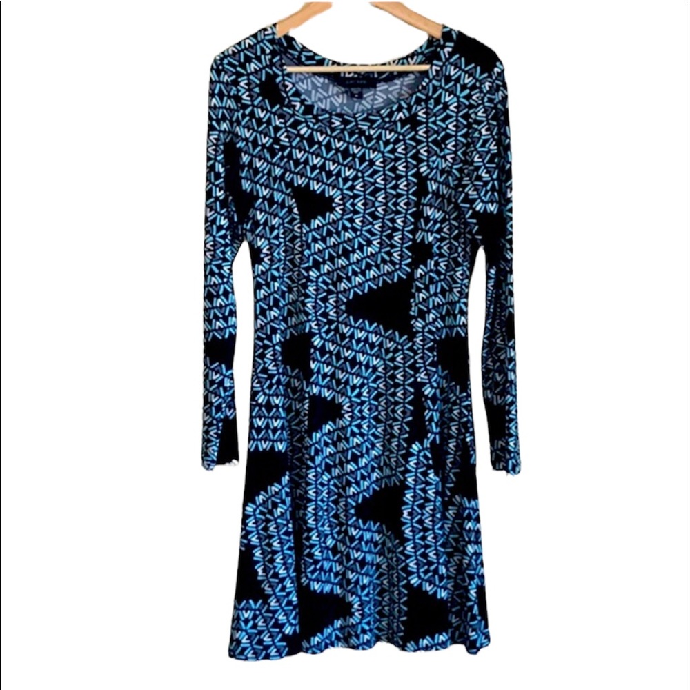 Karen Kane | Women Black/Blue/White Geo Print | Size M